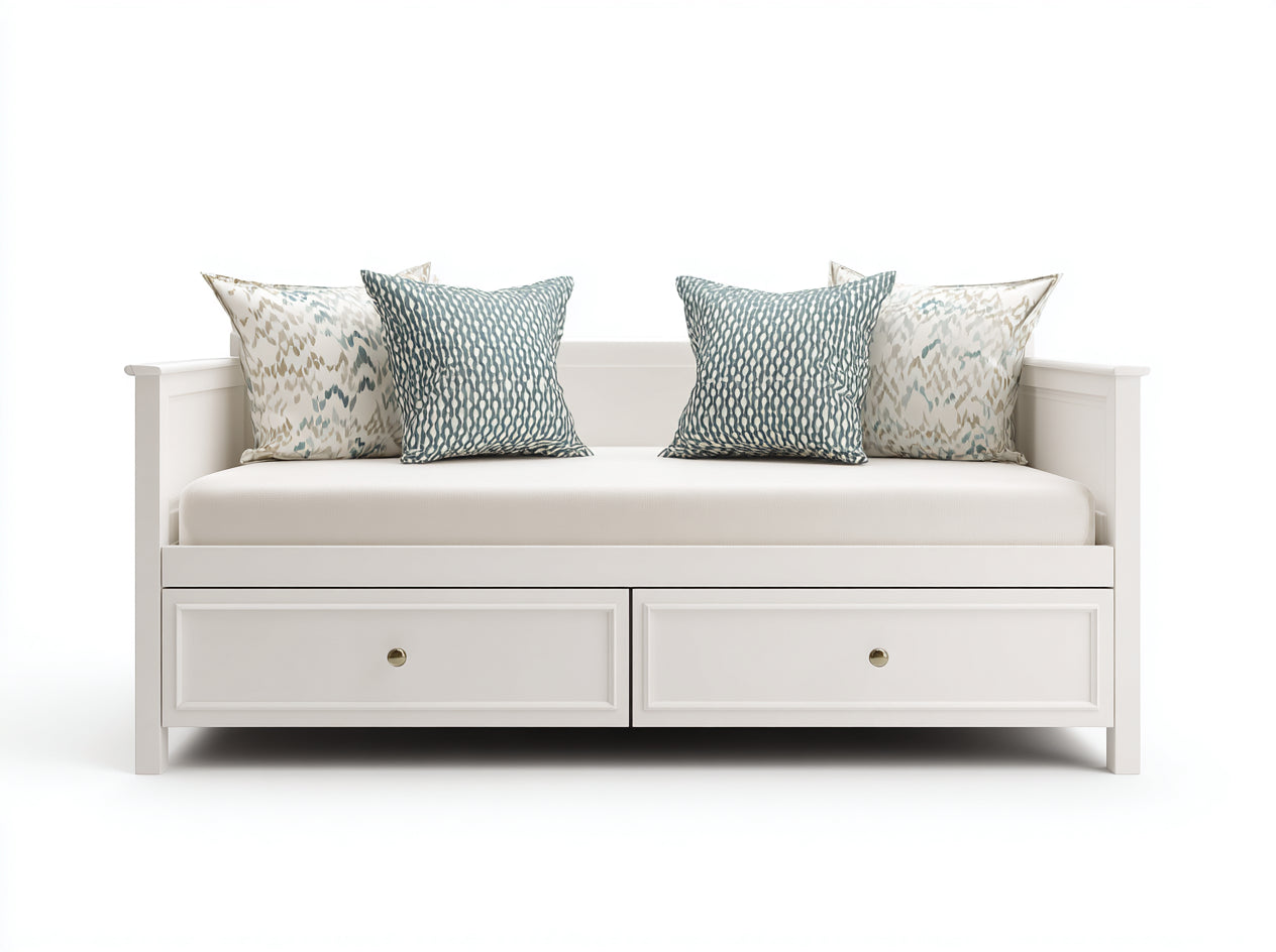 Sofás cama de madera 200x98x82 cm - blanco - estilo clásico con 2 cajones de almacenamiento