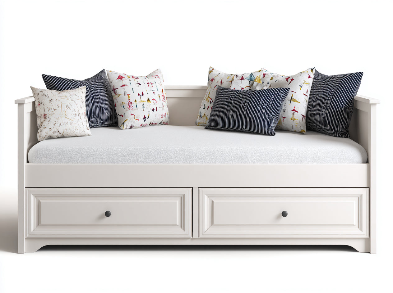 Sofás cama de madera 200x92x90 cm - blanco - 2 cajones - estilo clásico para dormitorio