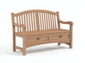 Bancos de jardín de madera 135x58x90 cm - marrón - estilo clásico con 2 cajones de almacenamiento
