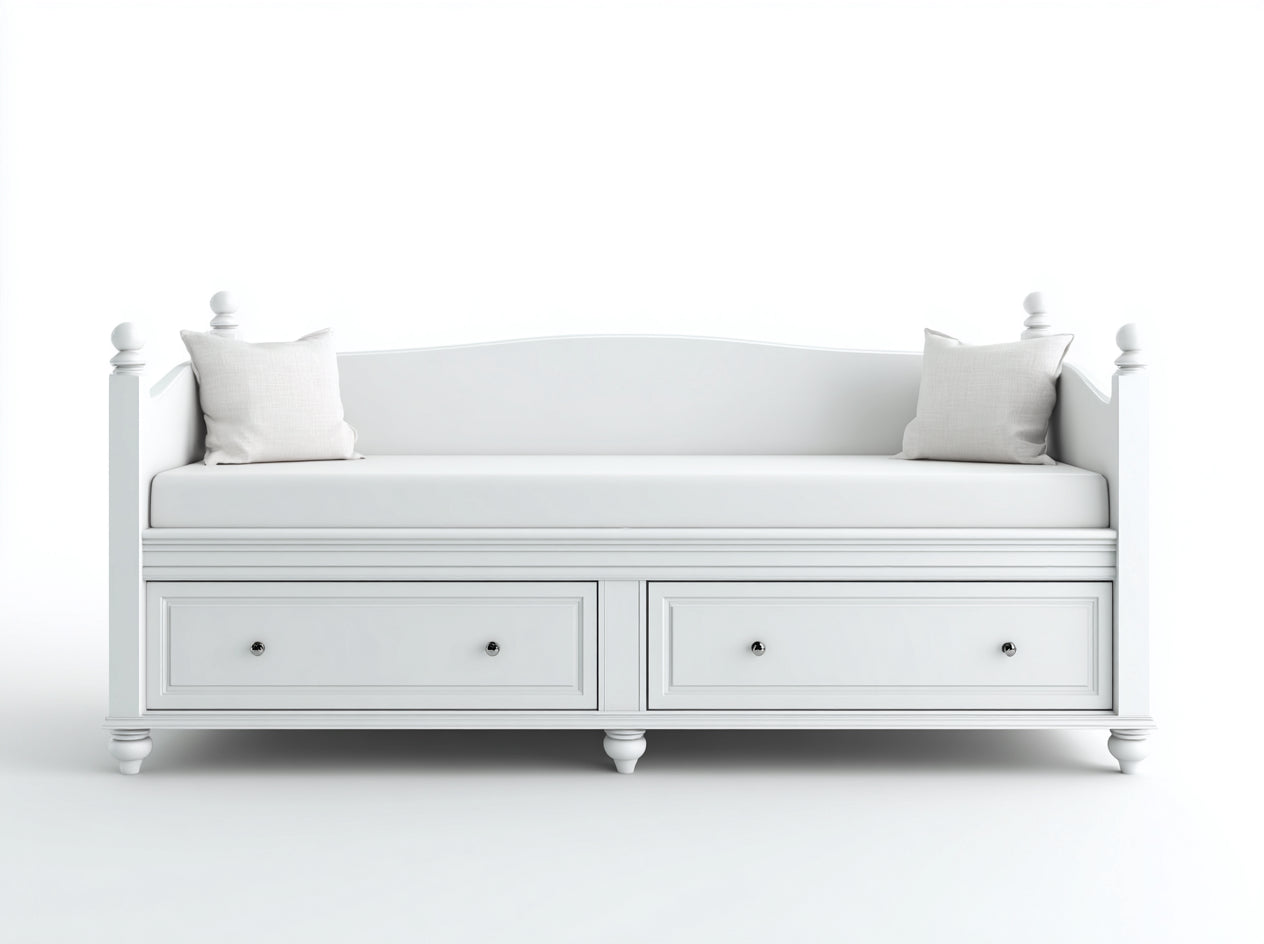 Sofás cama de madera 195x84x88 cm - Blanco - Estilo clásico para salón