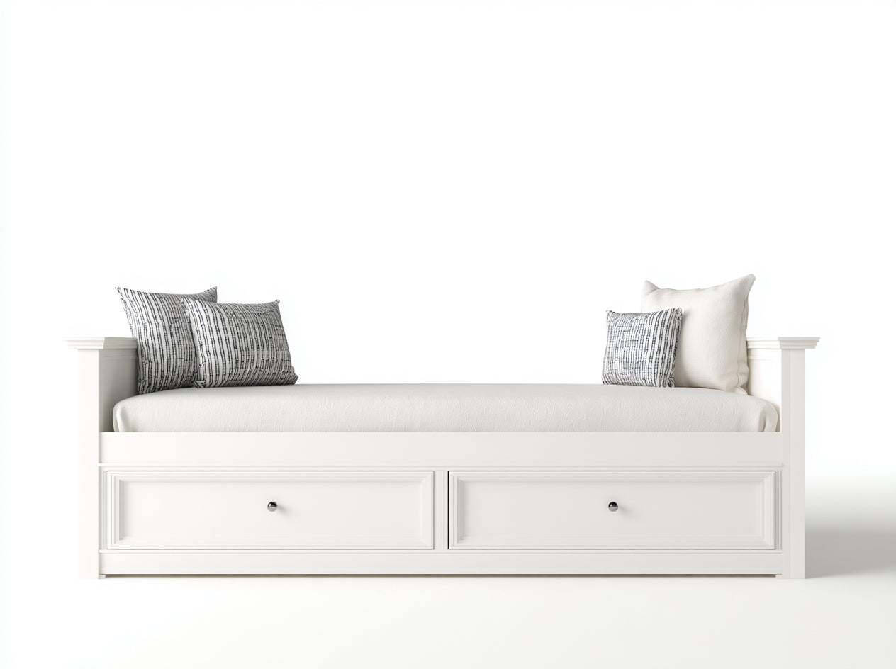 Sofás cama de madera 200x98x85 cm - blanco - estilo clásico con 2 cajones de almacenamiento