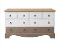 Cómodas de madera 140x45x85 cm - blanco-marrón - 8 cajones - estilo rústico