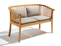 Bancos de jardín de madera 130x65x88 cm - Madera natural-Beige - Diseño curvo con cojines