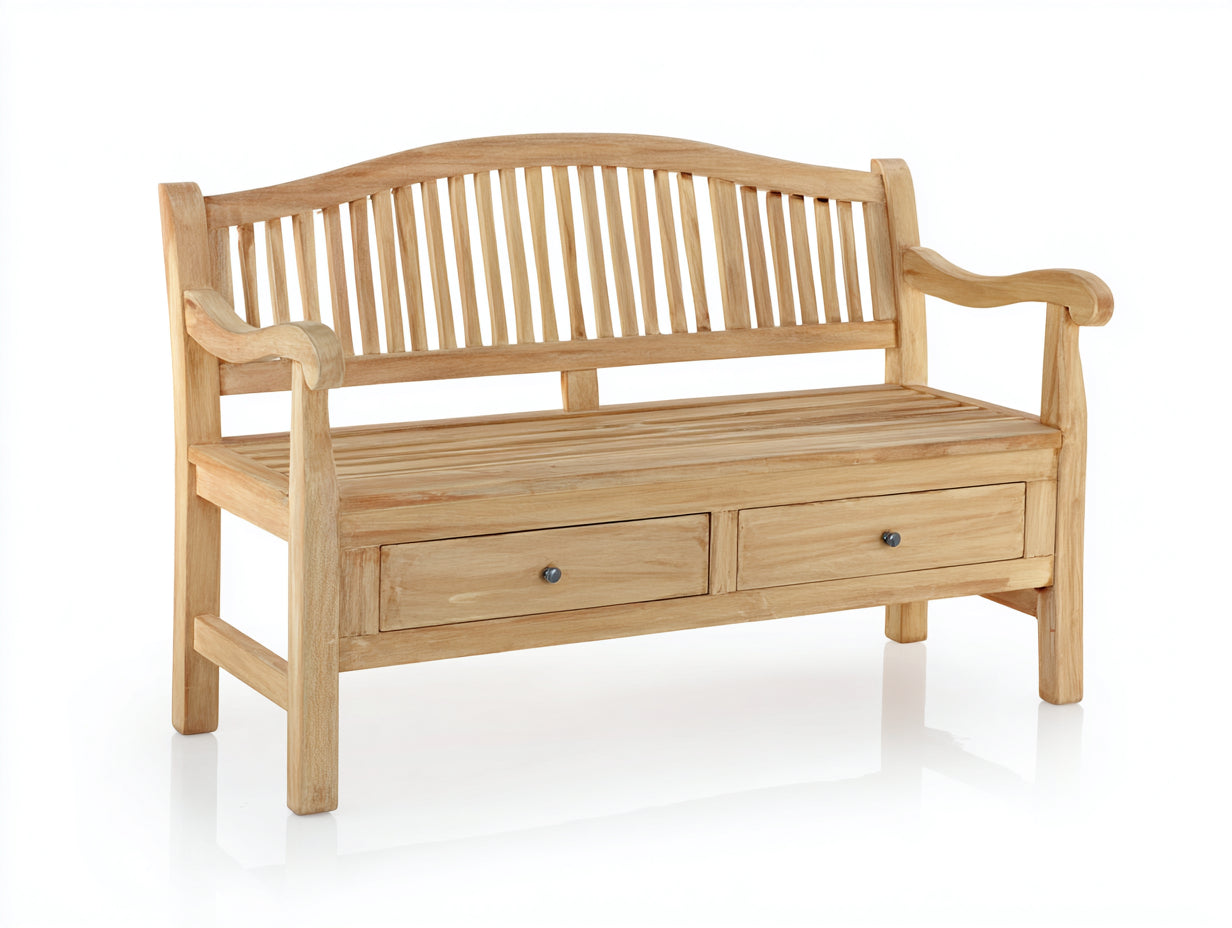 Bancos de jardín de madera 150x58x92 cm - marrón - 2 cajones - estilo clásico para exterior