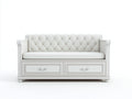Sofás cama tapizados 180x85x92 cm - Blanco - Diseño clásico capitoné con 2 cajones