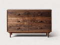 Cómodas de madera maciza 120x45x80 cm - marrón oscuro - 6 cajones para dormitorio estilo moderno