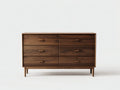 Cómoda de madera 140x45x78 cm - marrón - diseño clásico con seis cajones