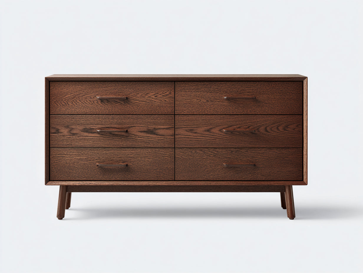 Cómodas de madera 160x45x80 cm - marrón - estilo moderno con 6 cajones