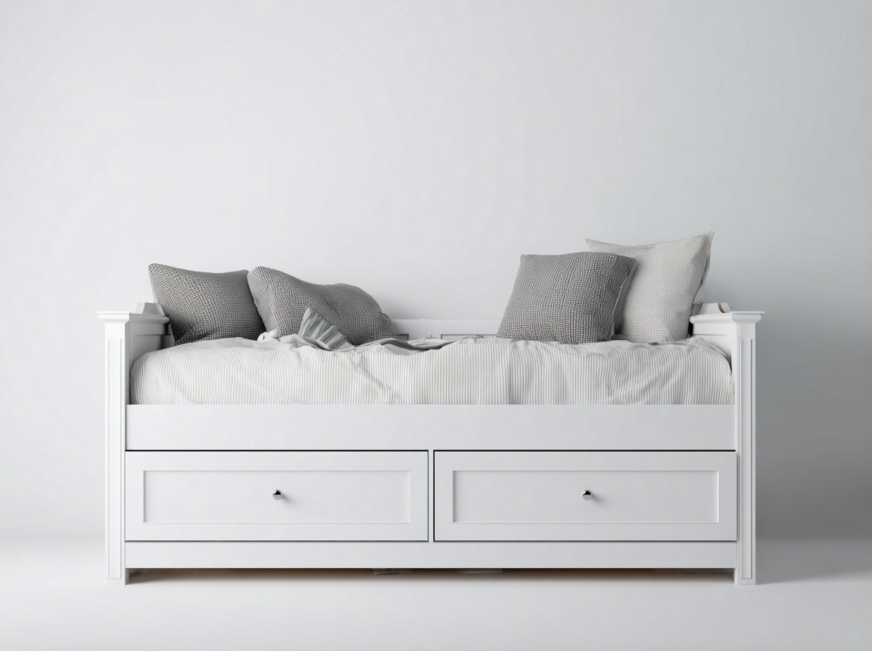 Sofás cama madera 205x90x92 cm - blanco - diseño clásico con almacenamiento