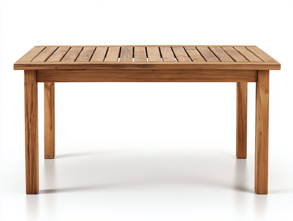 Mesas de jardín de madera 140x75x75 cm - marrón - estilo natural para exterior