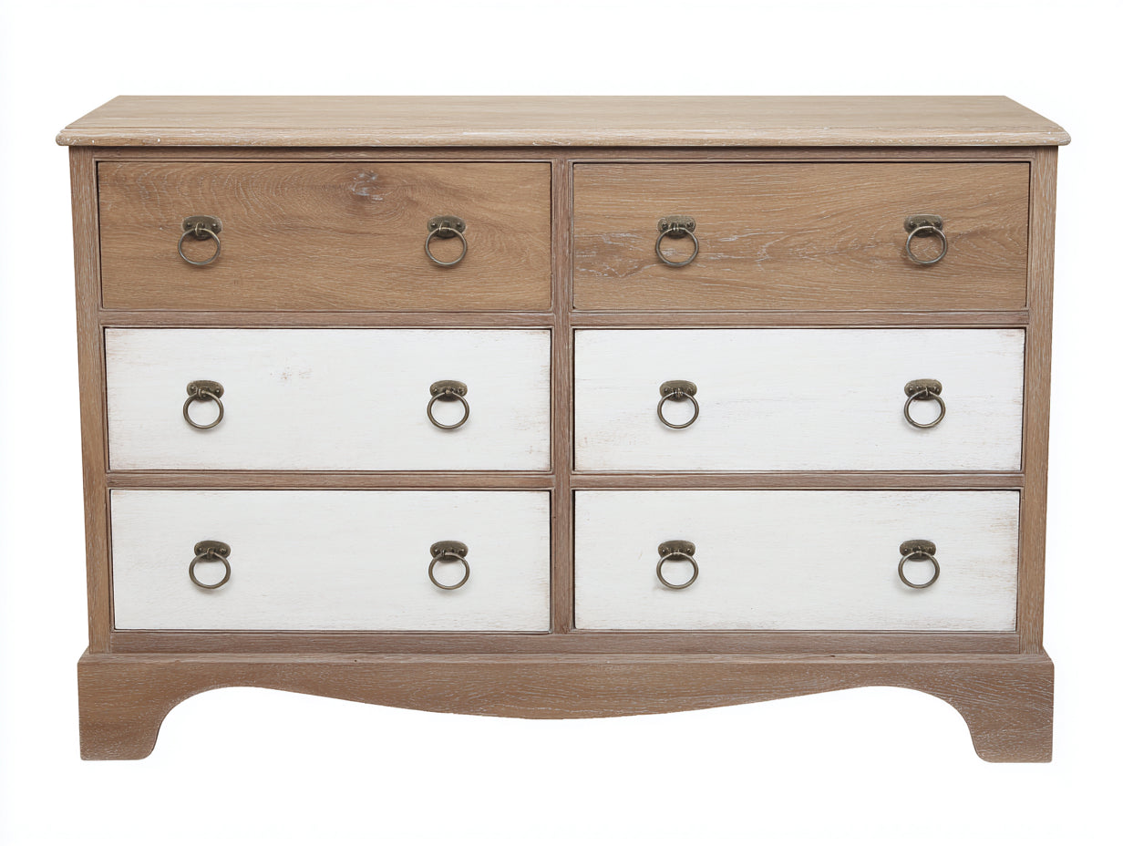 Cómodas madera 135x45x82 cm - natural-blanco - almacenamiento para dormitorio estilo rústico