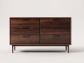 Cómodas de madera maciza 120x45x85 cm - marrón - 6 cajones - estilo moderno de mediados de siglo
