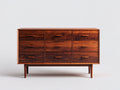 Cómodas de madera maciza 135x45x82 cm - marrón - 9 cajones - estilo moderno de mediados de siglo