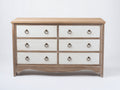 Cómodas de madera 120x40x85 cm - Blanco y madera natural - Estilo rústico con 6 cajones