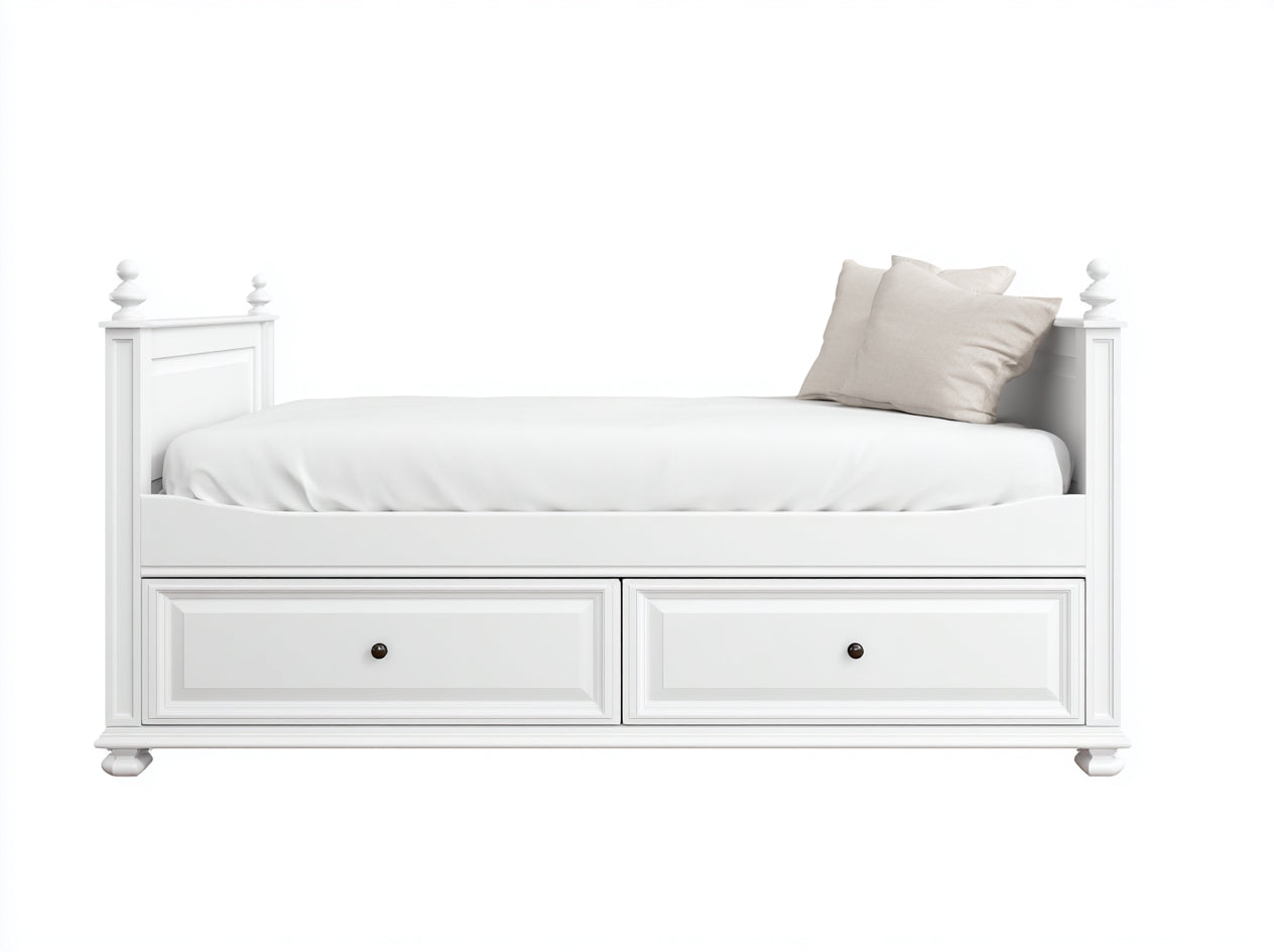 Sofás cama de madera 200x90x95 cm - blanco - 2 cajones - estilo clásico para dormitorio