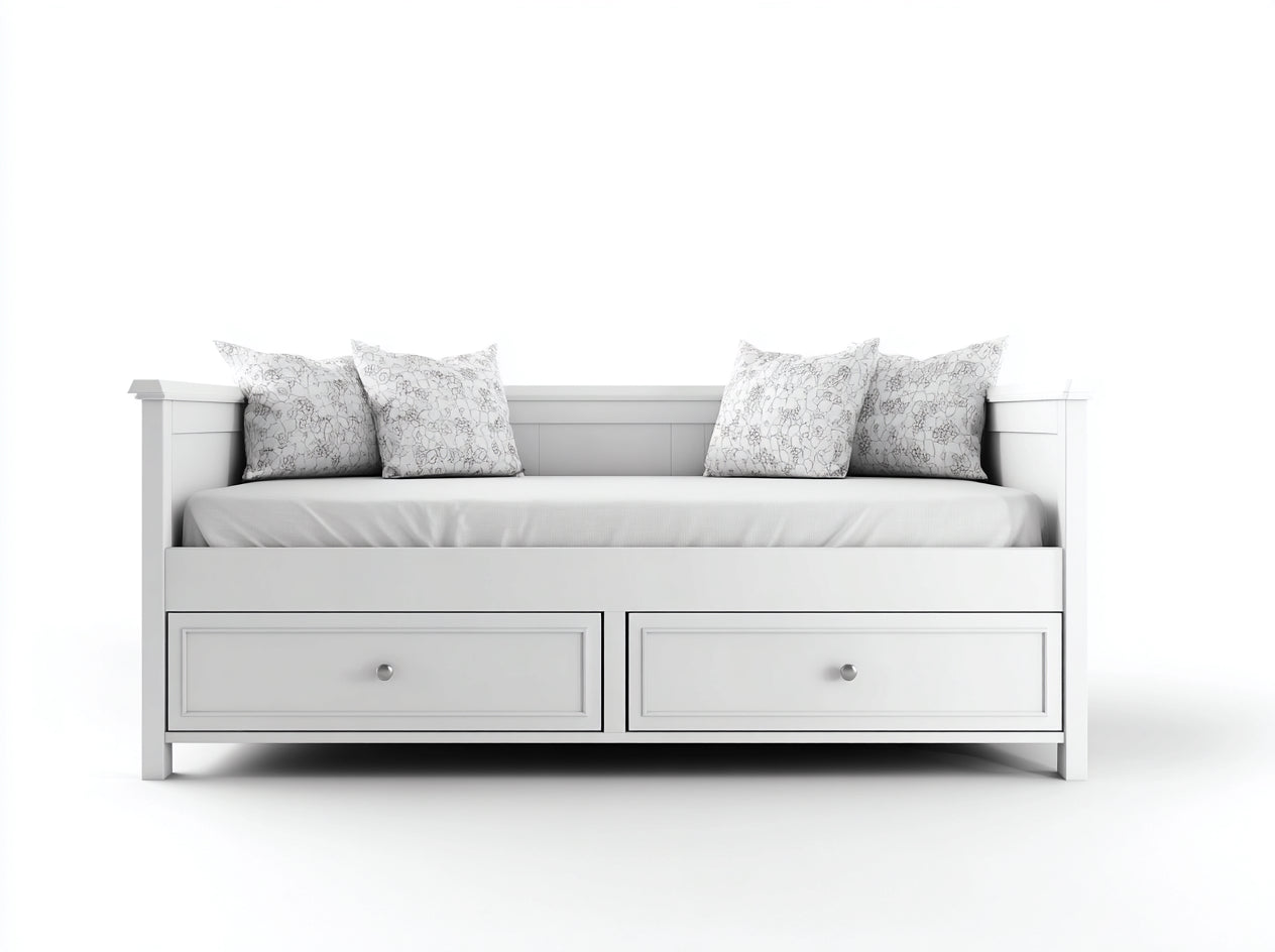 Sofás cama de madera 205x90x88 cm - Blanco - Diseño clásico con 2 cajones