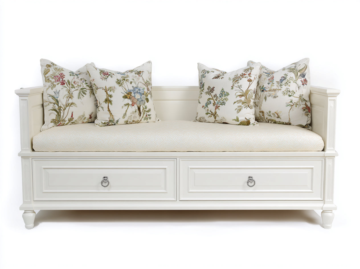 Sofás cama de madera 190x82x85 cm - Blanco - Estilo clásico para salón