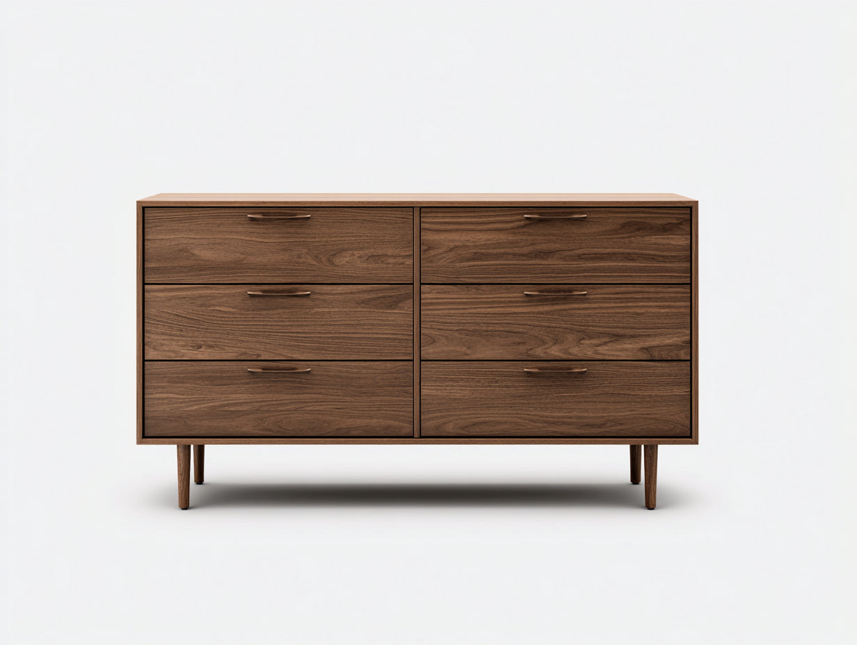Cómodas de madera 140x45x80 cm - Marrón oscuro - Diseño moderno con 6 cajones